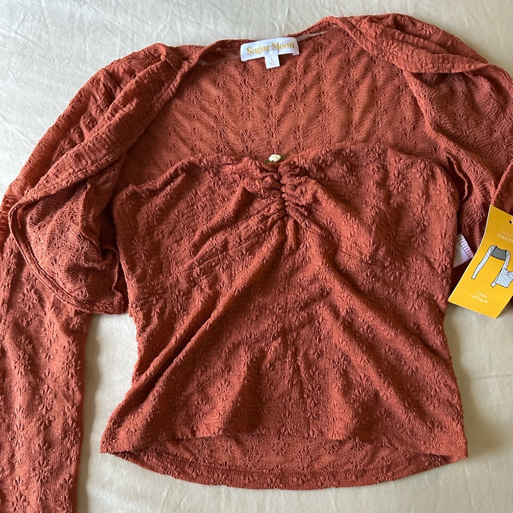 Sugar Moon Rust 2 Piece Top Set, Size L —NWT - Picture 7 of 12